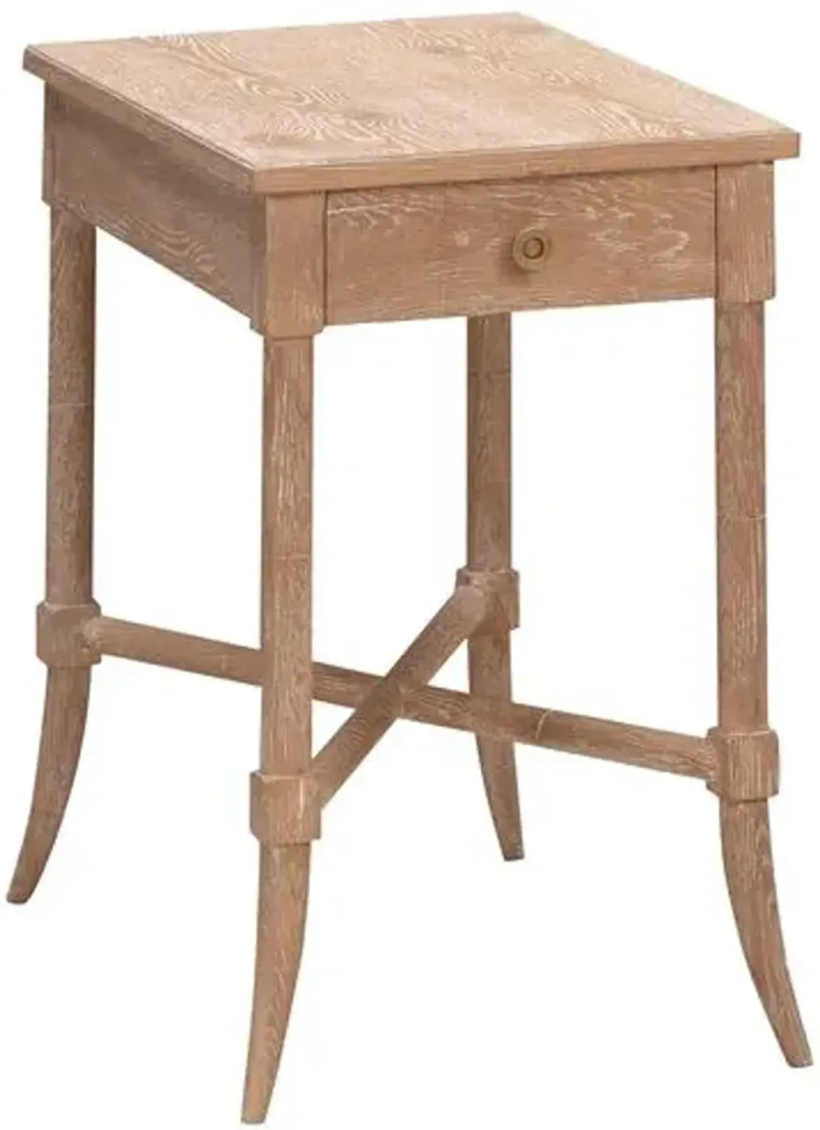 Samantha Drink Table - Natural Limewash/Brass - Brown