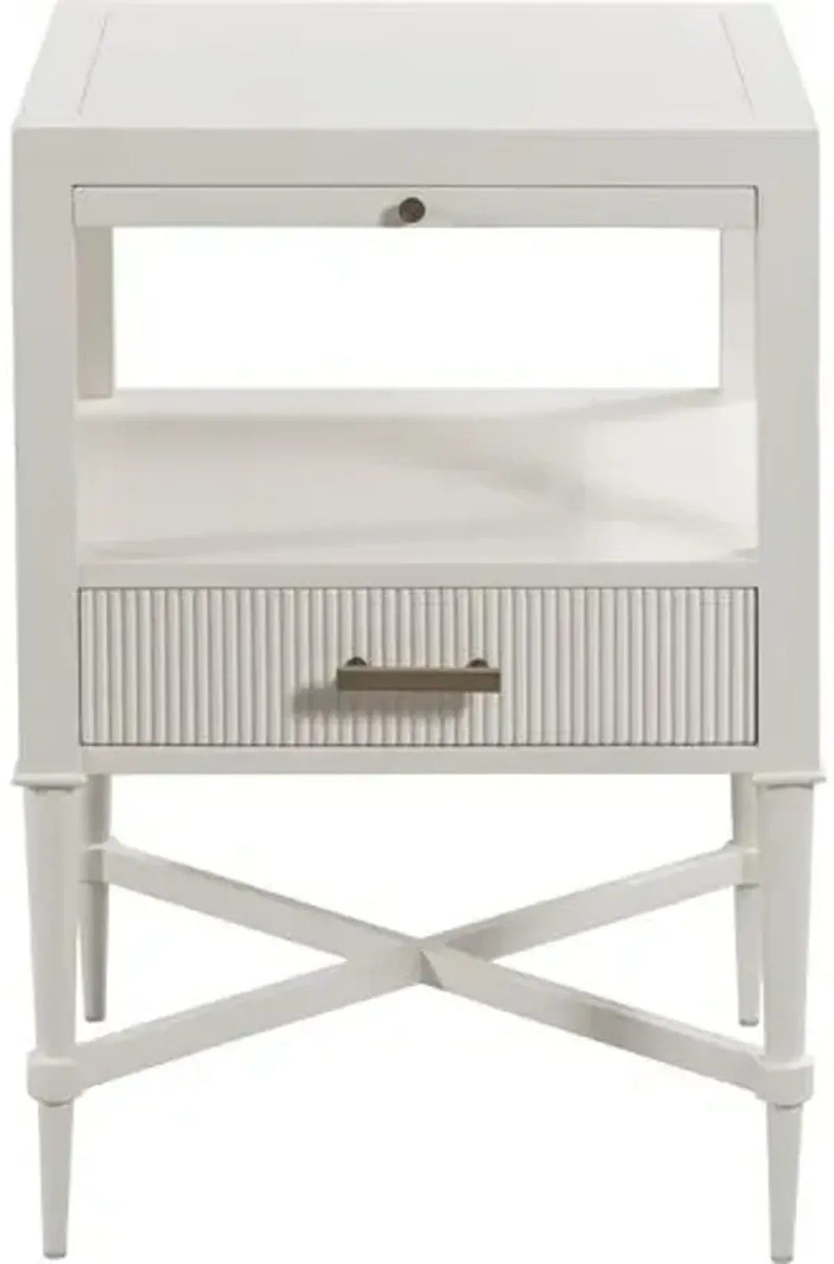 Melody Bedside Table - White Dove/Brass