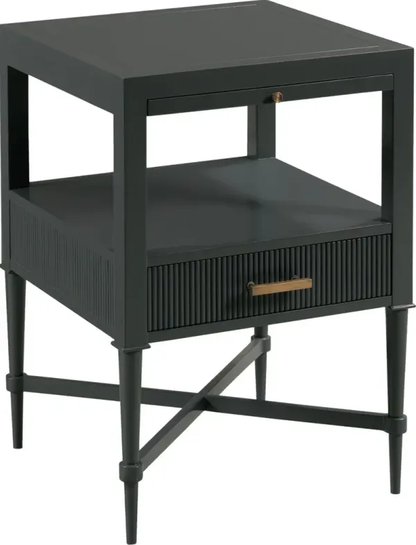 Melody Bedside Table, Coal/Brass