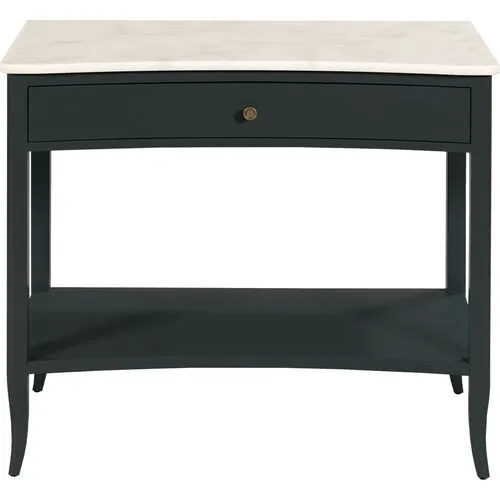 Evelyn Bedside Stone Top Table - Coal/Brass - Black