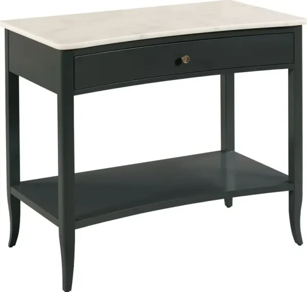 Evelyn Bedside Stone Top Table, Coal/Brass
