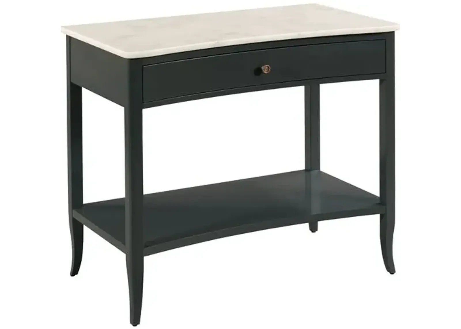 Evelyn Bedside Stone Top Table - Coal/Brass - Black