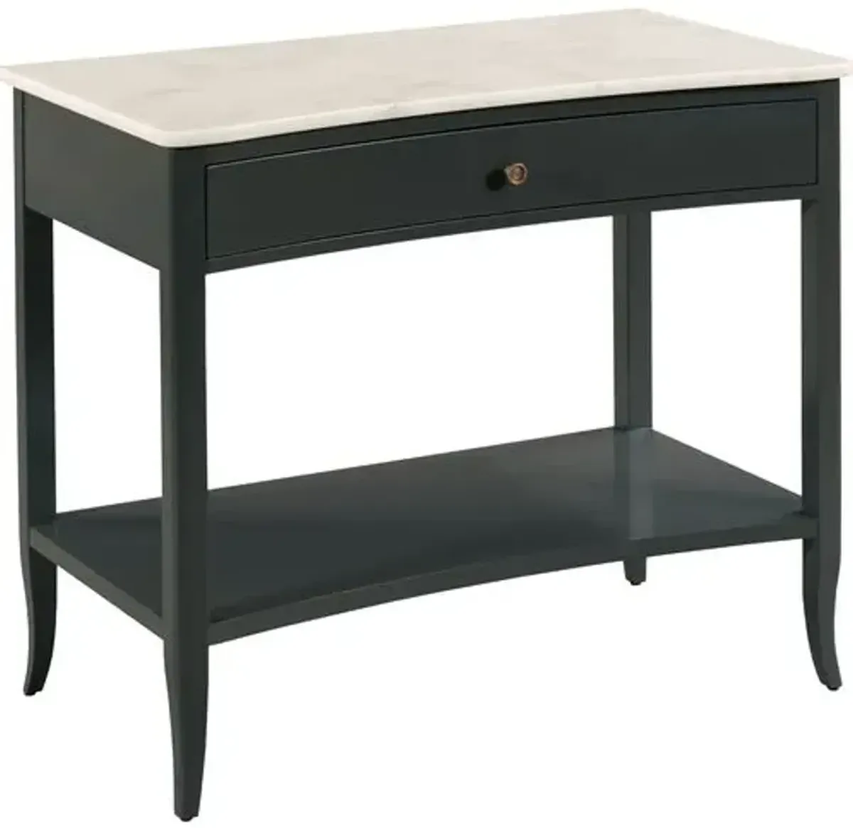 Evelyn Bedside Stone Top Table - Coal/Brass - Black