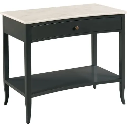 Evelyn Bedside Stone Top Table - Coal/Brass - Black