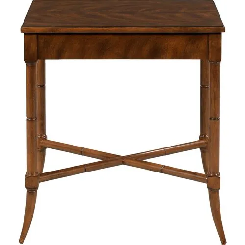 Turner Lamp Side Table - Walnut/Brass - Brown