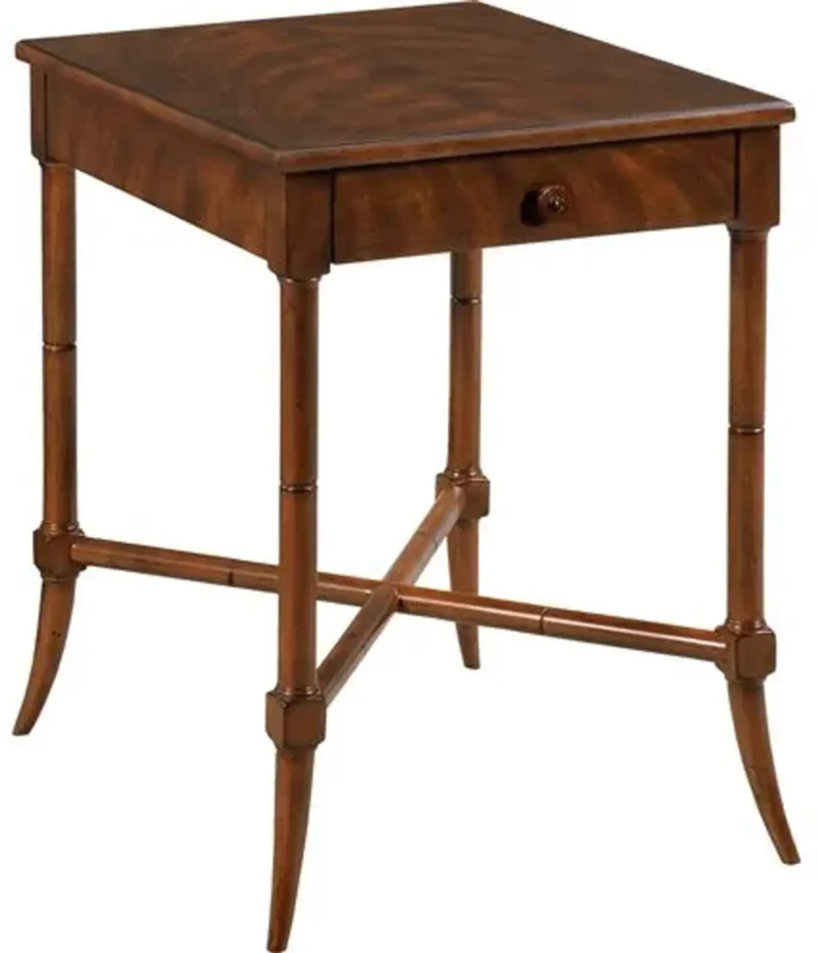 Turner Lamp Side Table - Walnut/Brass - Brown