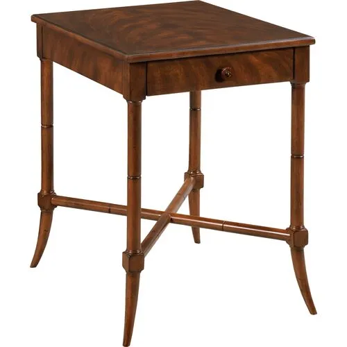 Turner Lamp Side Table - Walnut/Brass - Brown