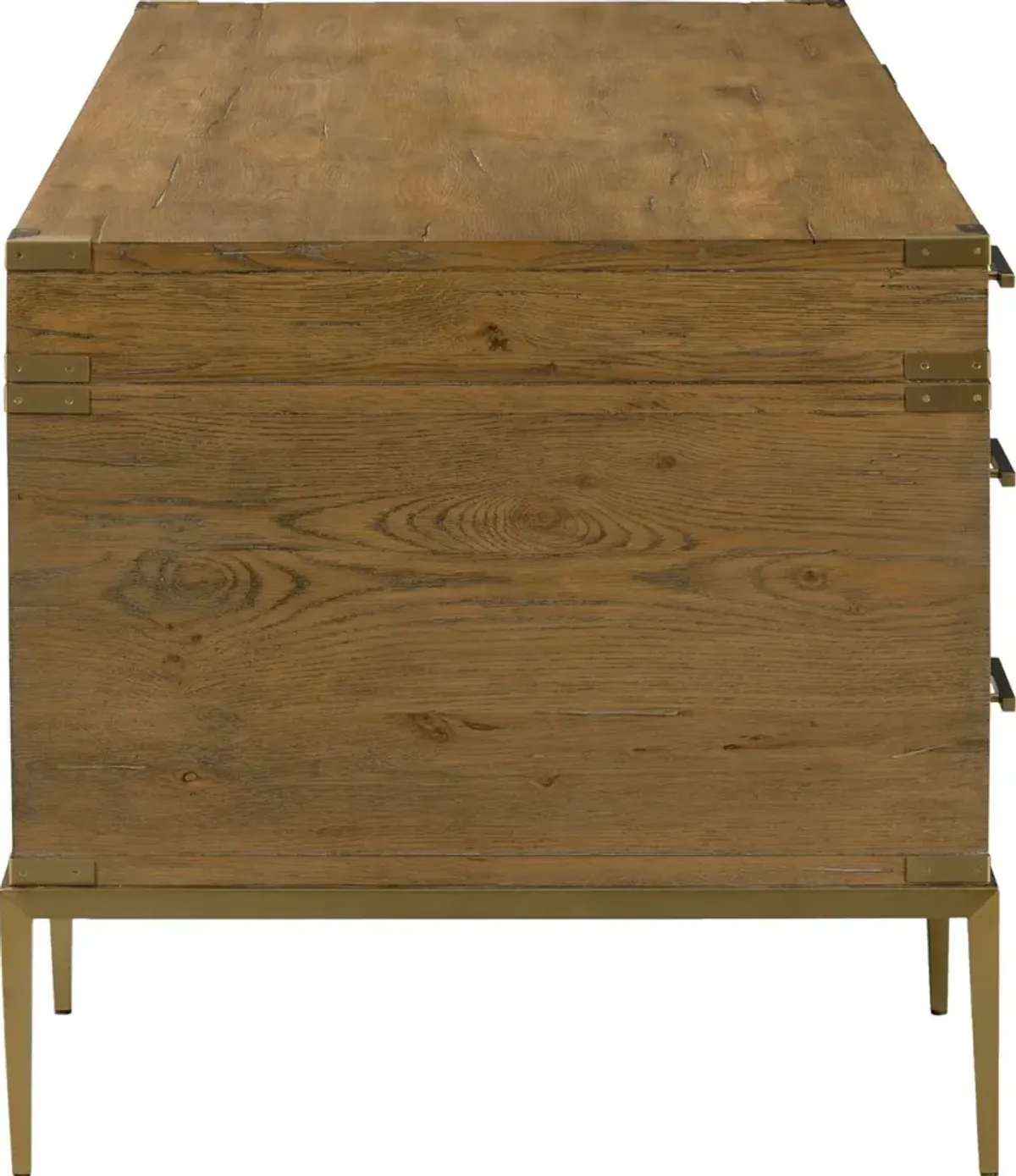Bentley Executive Desk, Natural Antique/Brass