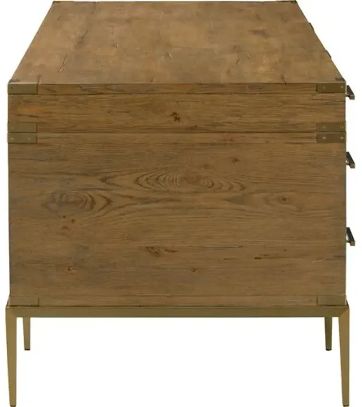 Bentley Executive Desk - Natural Antique/Brass - Brown