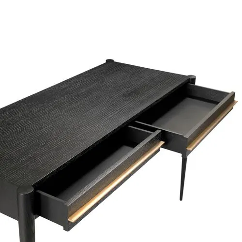 Archer 2-Drawer Desk - Slate/Brass - Black