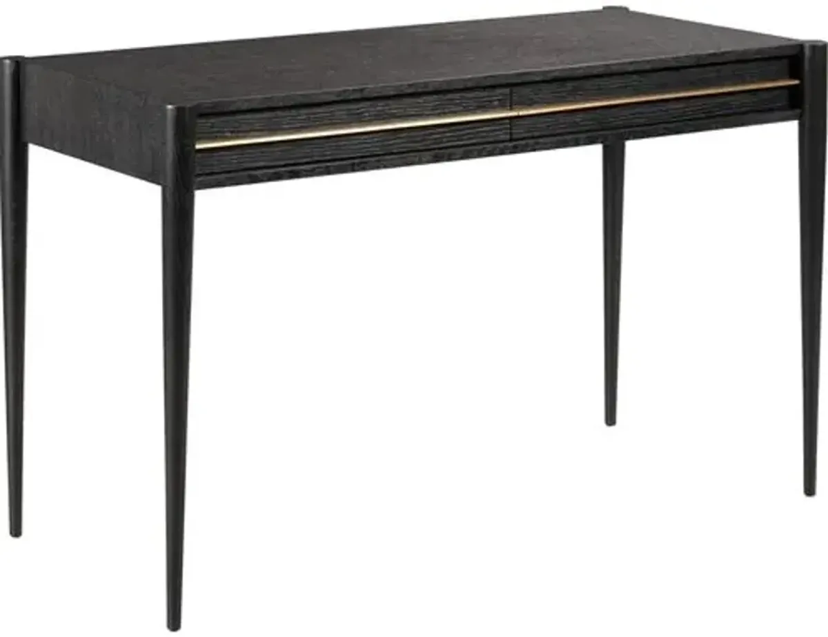 Archer 2-Drawer Desk - Slate/Brass - Black