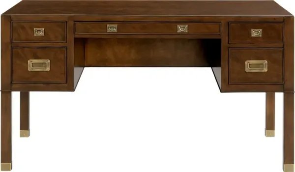 Cash Executive Desk - Walnut/Brass - Brown