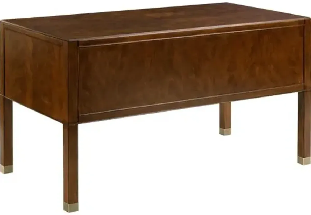 Cash Executive Desk - Walnut/Brass - Brown