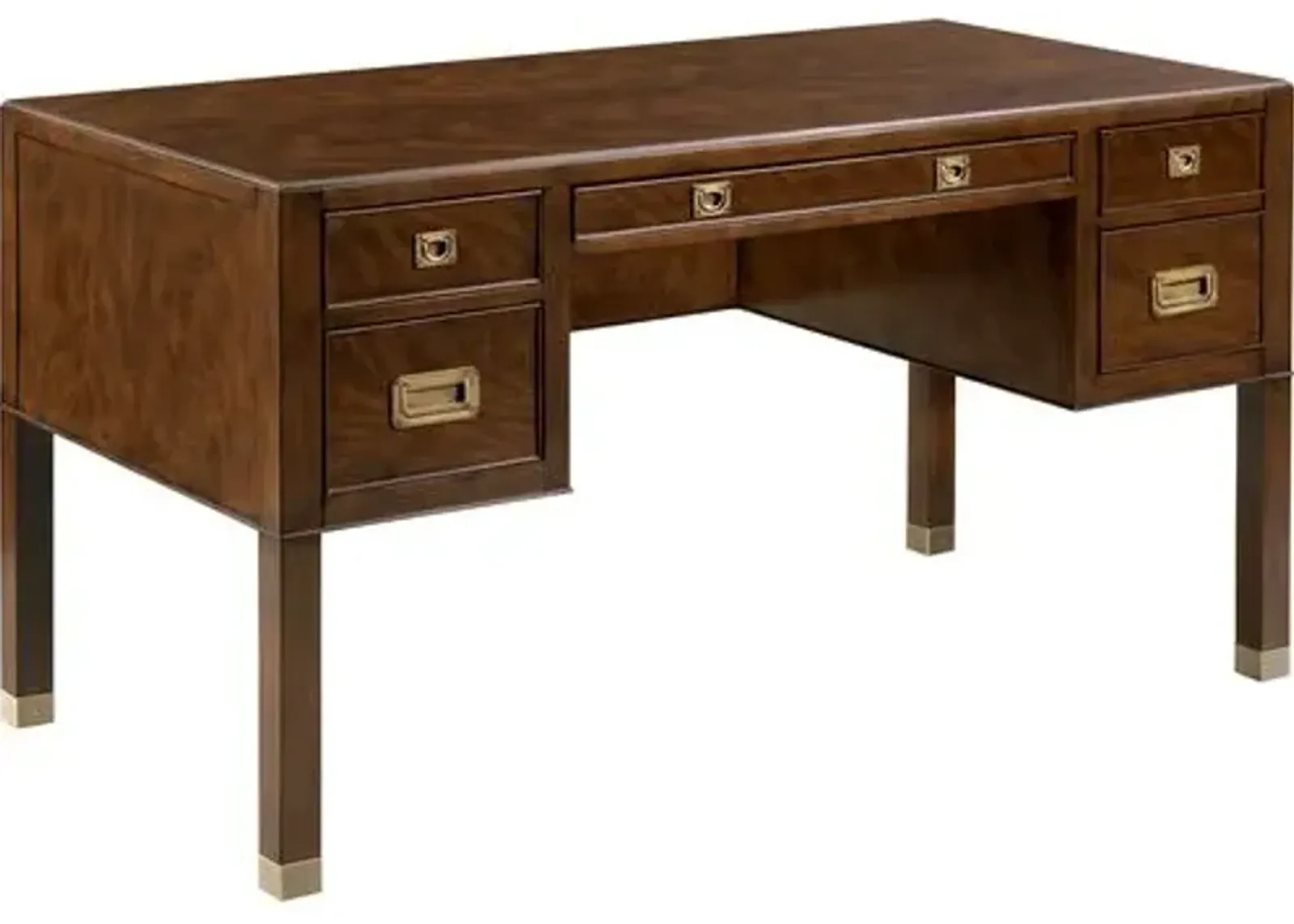 Cash Executive Desk - Walnut/Brass - Brown