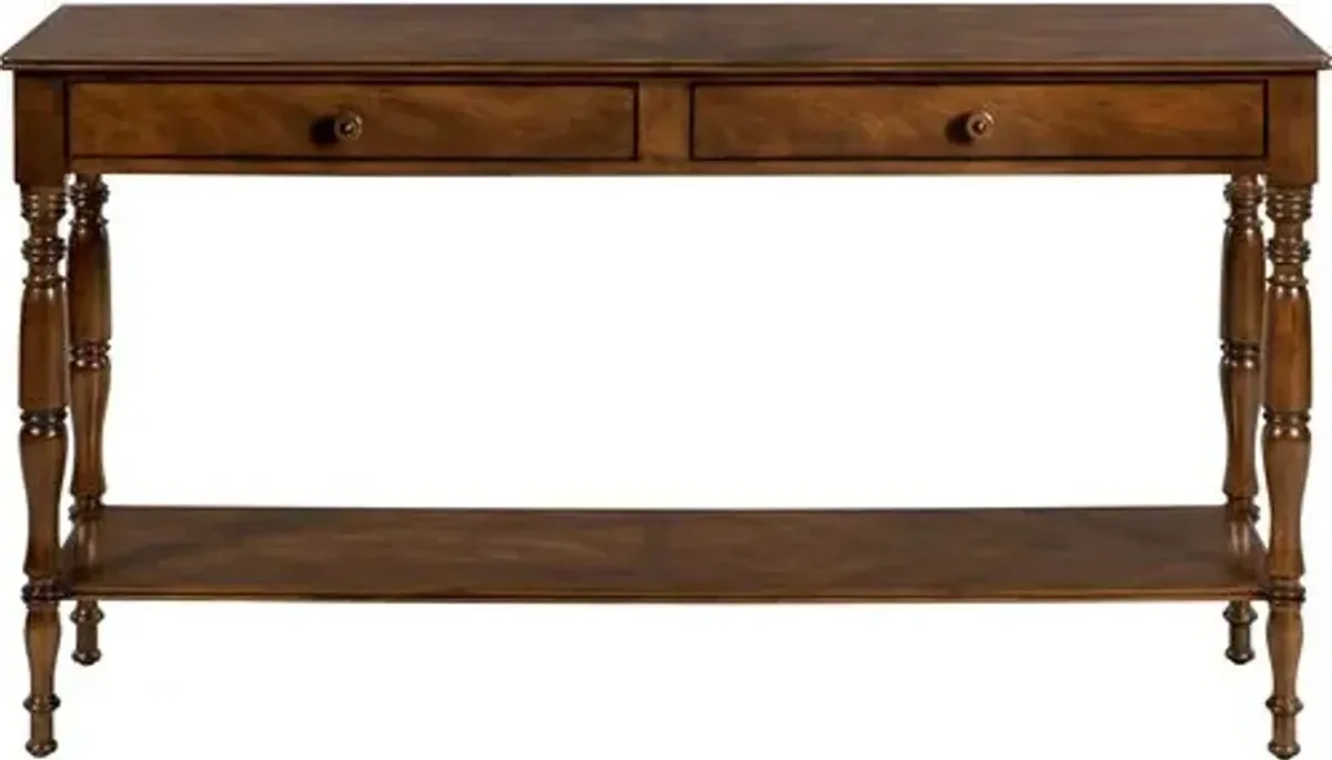 Liam 2-Drawer Hall Console Table - Walnut - Brown