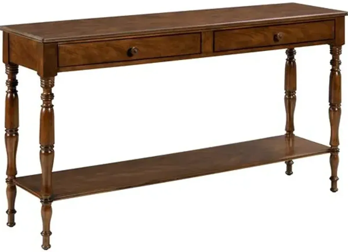 Liam 2-Drawer Hall Console Table - Walnut - Brown