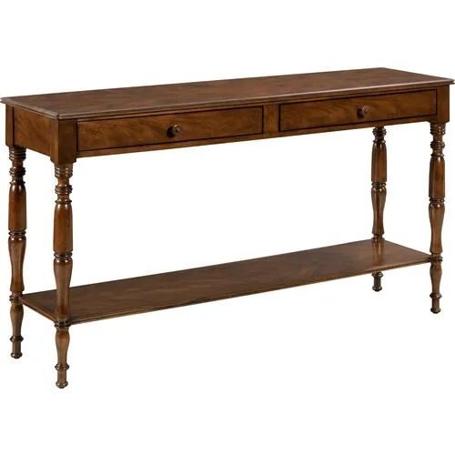 Liam 2-Drawer Hall Console Table - Walnut - Brown