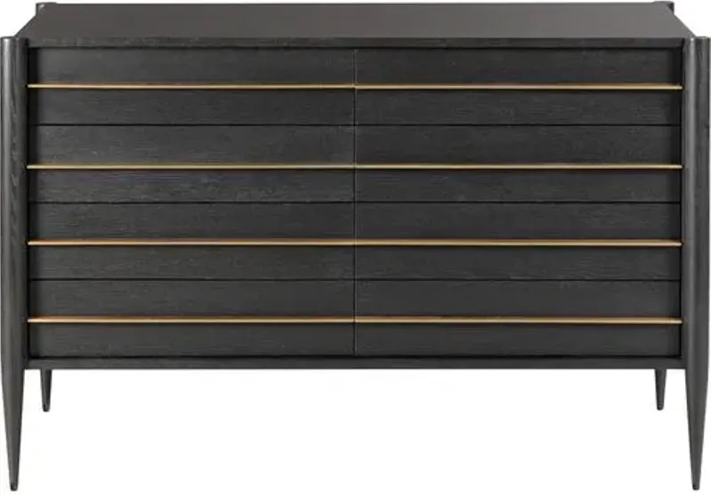 Archer Double Dresser with Tapered Legs - Slate/Brass - Black