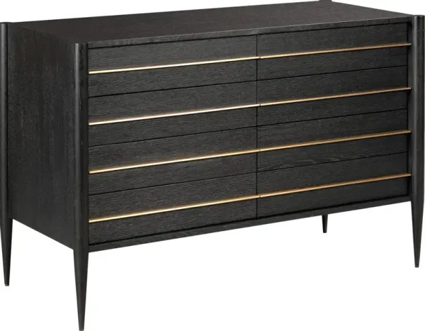Archer Double Dresser w/ Tapered Legs, Slate/Brass