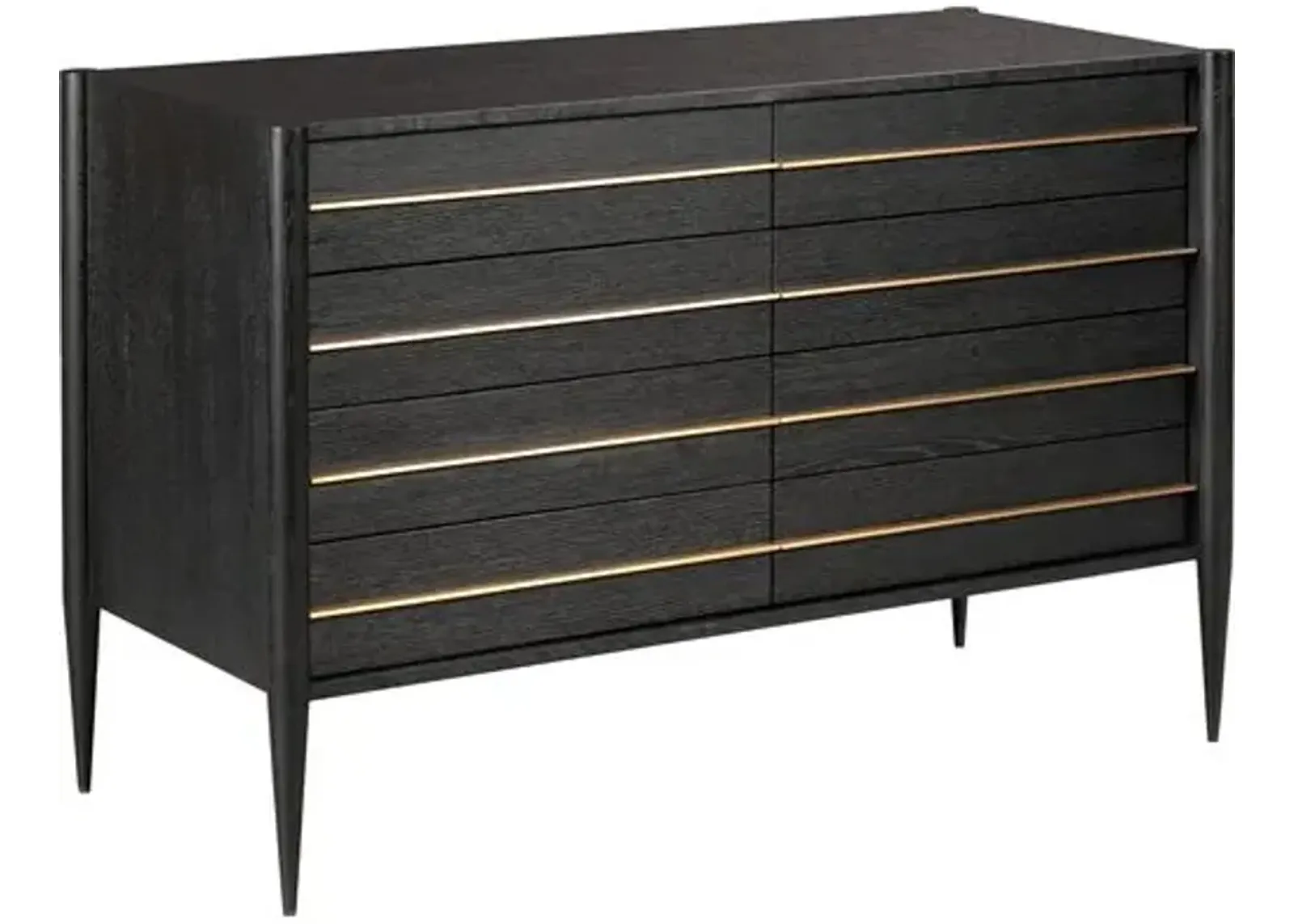 Archer Double Dresser with Tapered Legs - Slate/Brass - Black