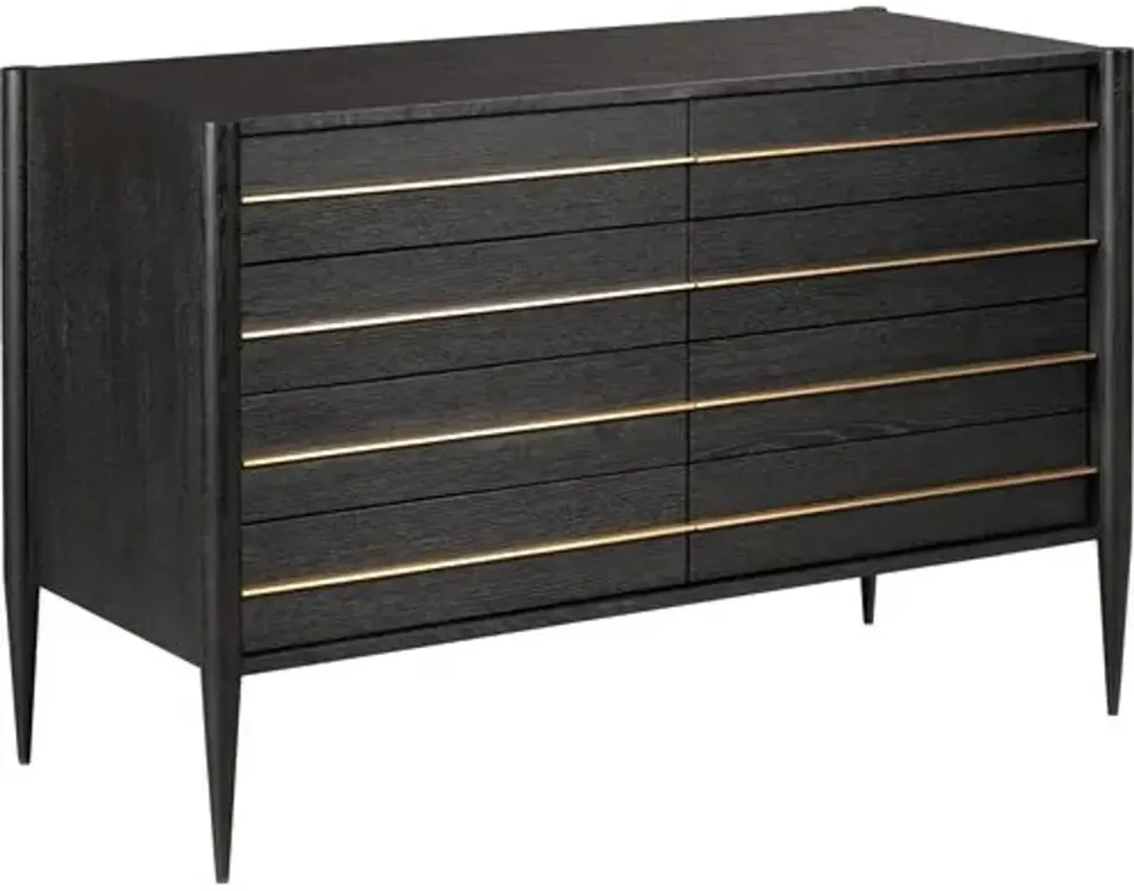 Archer Double Dresser with Tapered Legs - Slate/Brass - Black