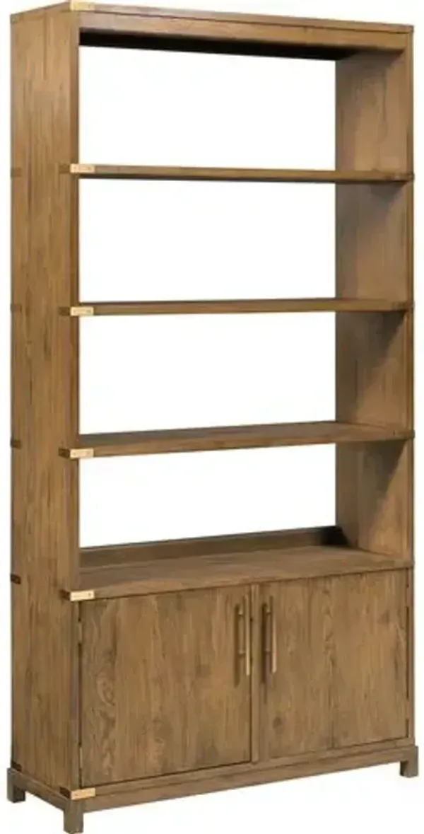 Bentley Bookcase - Natural Antique/Brass - Brown