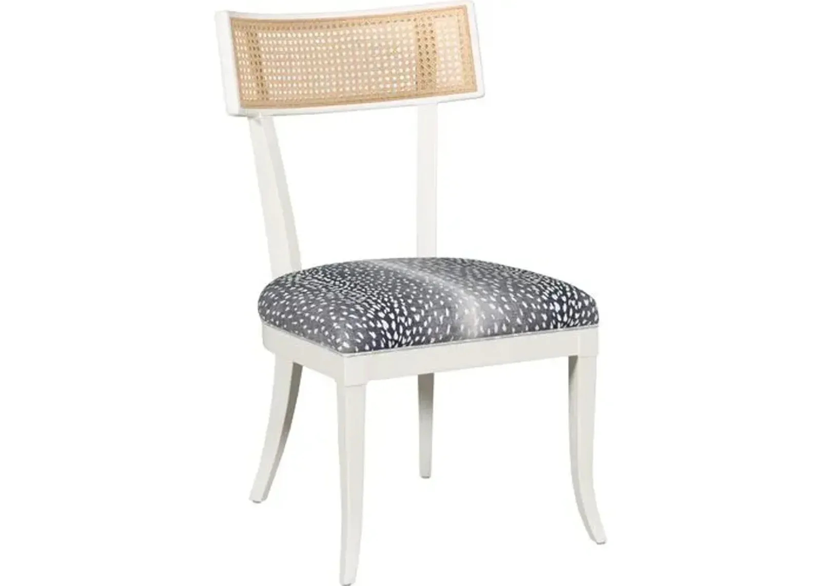 Noel Cane Side Chair - White Dove/Navy Fawn