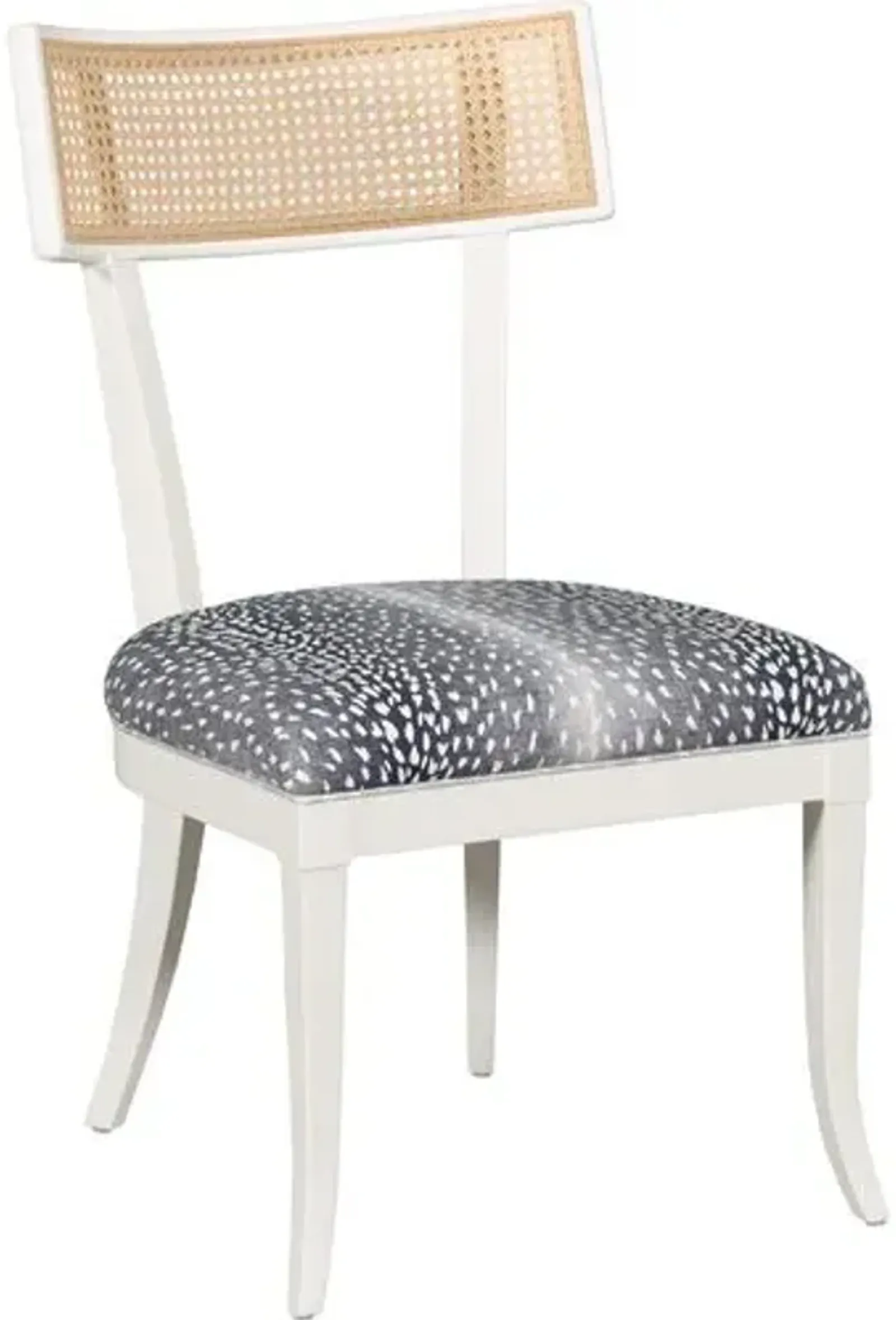 Noel Cane Side Chair - White Dove/Navy Fawn