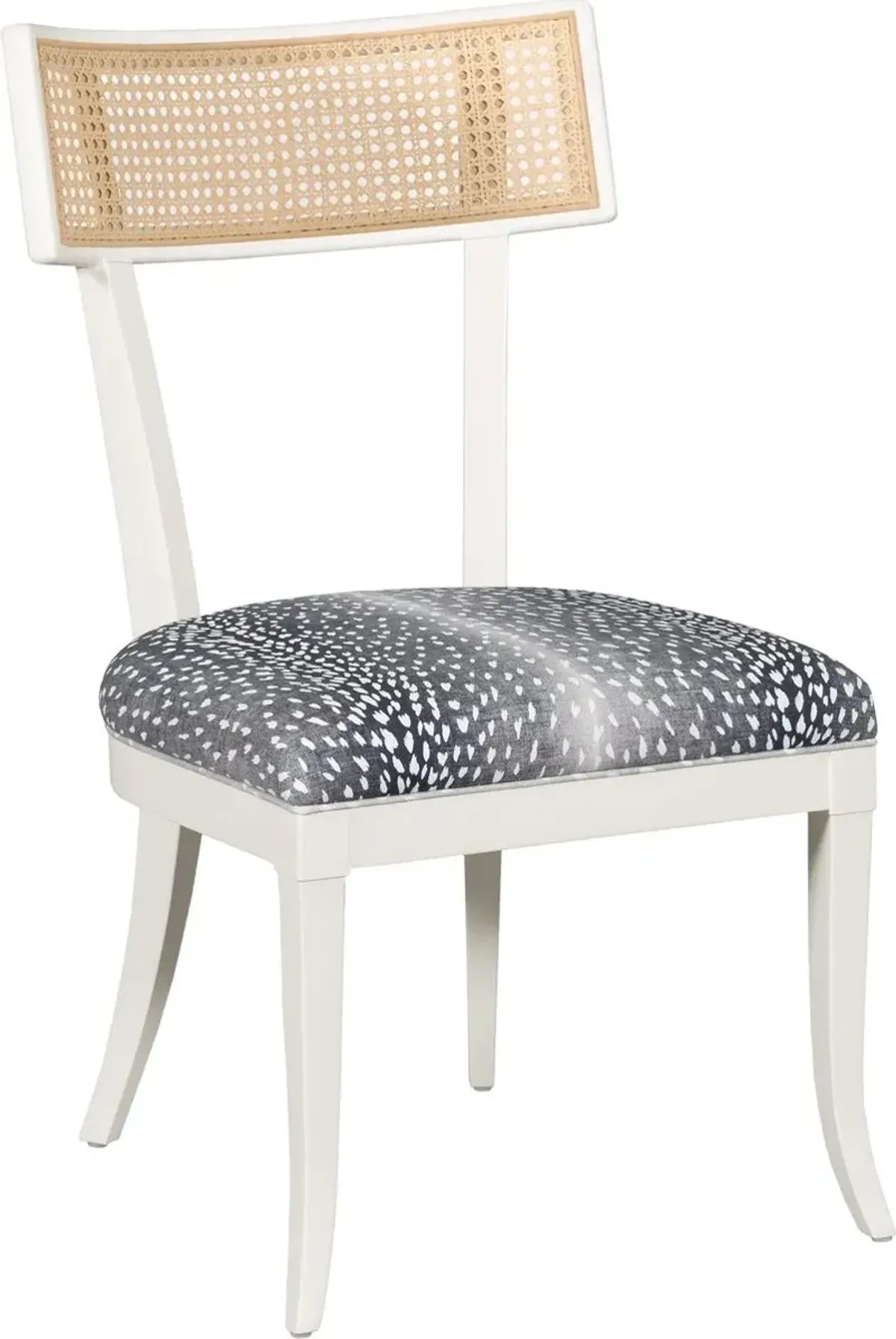 Noel Cane Side Chair, White Dove/Navy Fawn