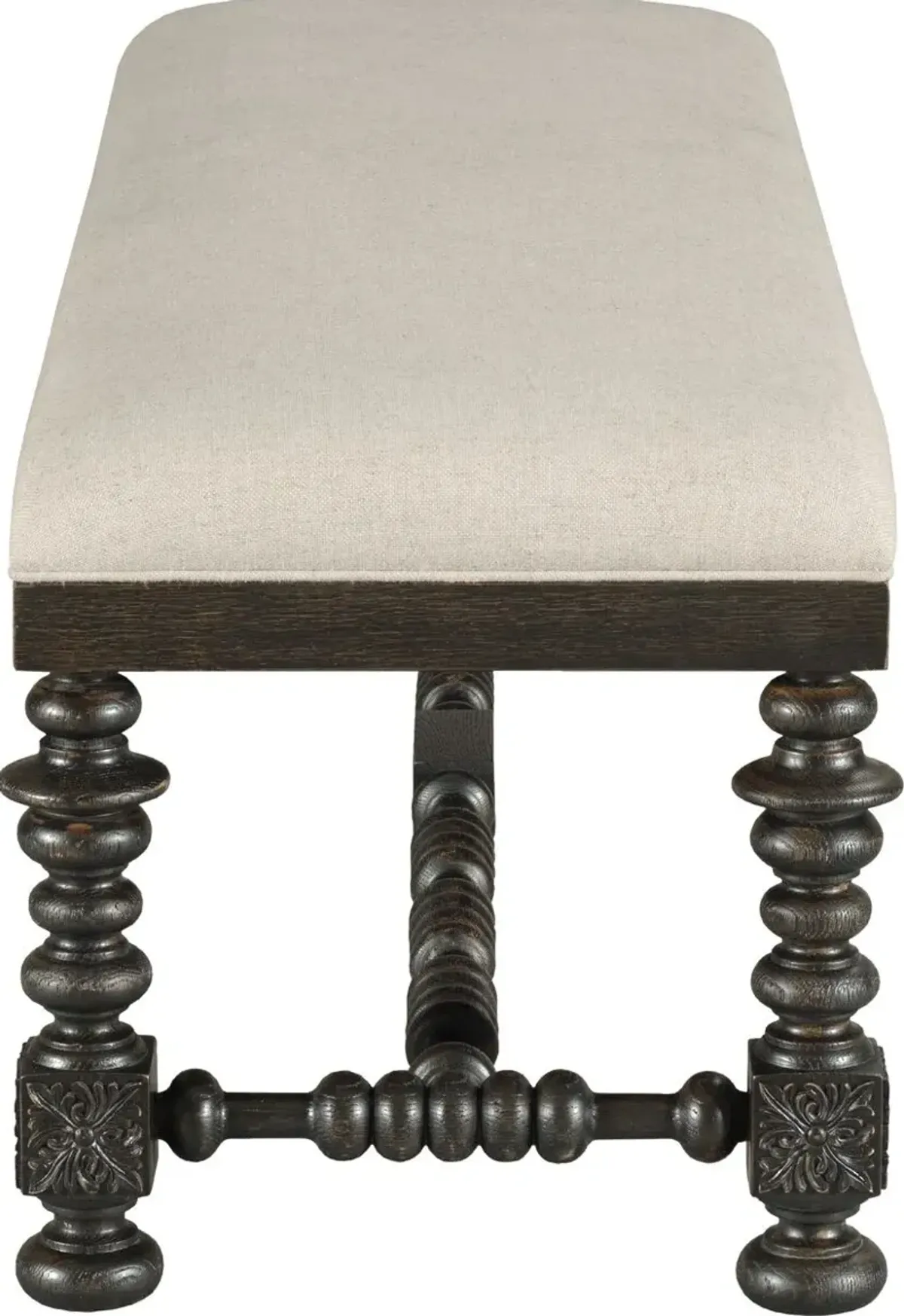 Matilde Bench, Worn Black/Stainguard Linen