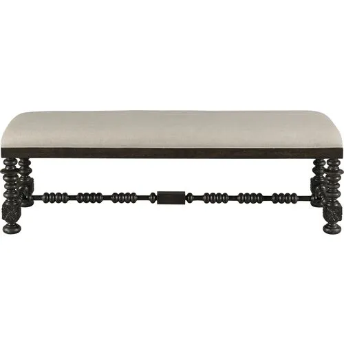 Matilde Bench - Worn Black/Stainguard Linen