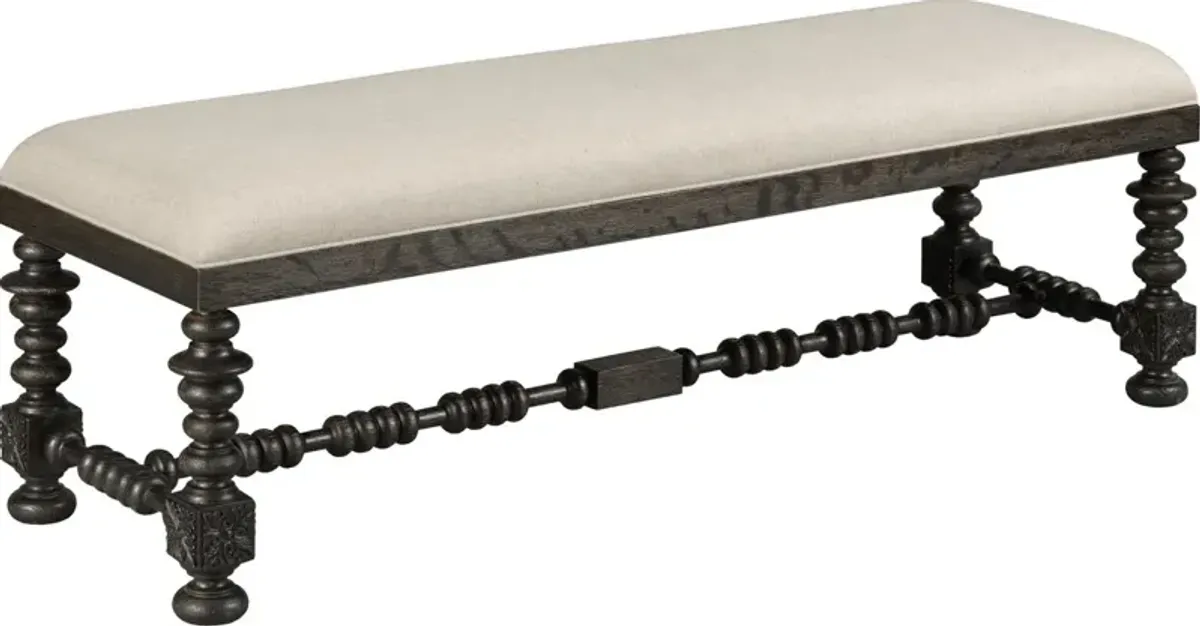 Matilde Bench, Worn Black/Stainguard Linen
