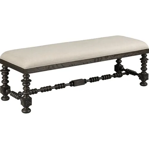 Matilde Bench - Worn Black/Stainguard Linen