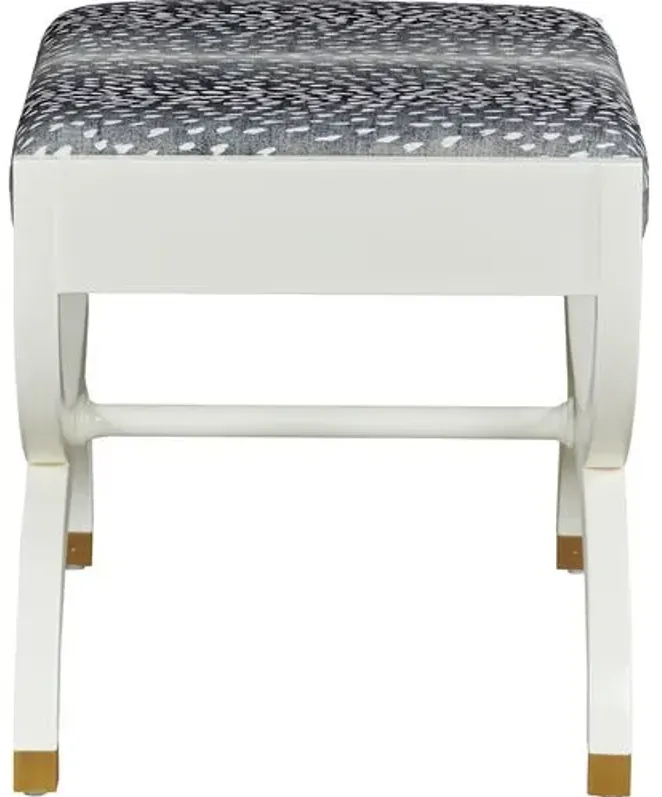 Noel Bench/Ottoman - White Dove/Navy Fawn