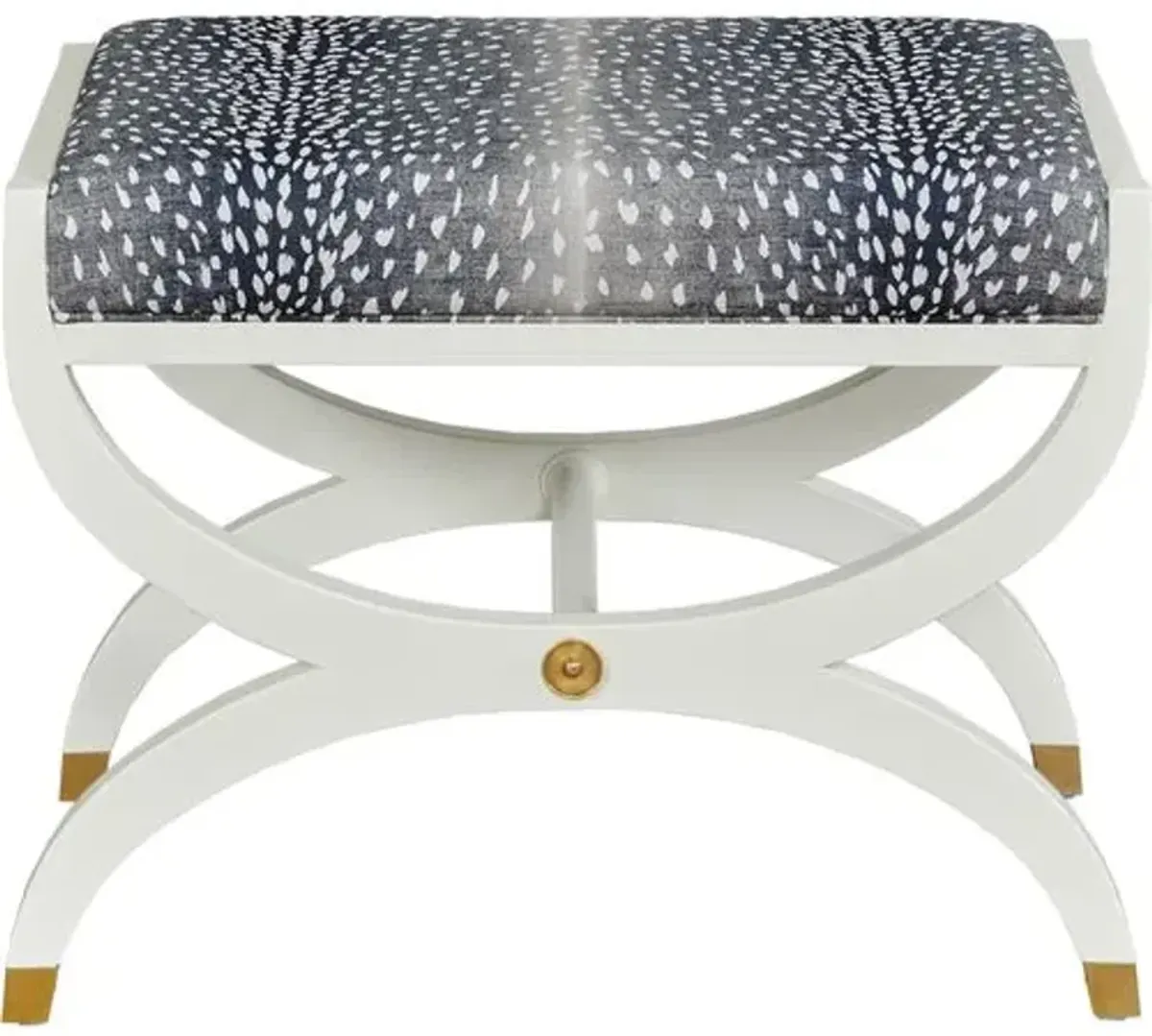 Noel Bench/Ottoman - White Dove/Navy Fawn