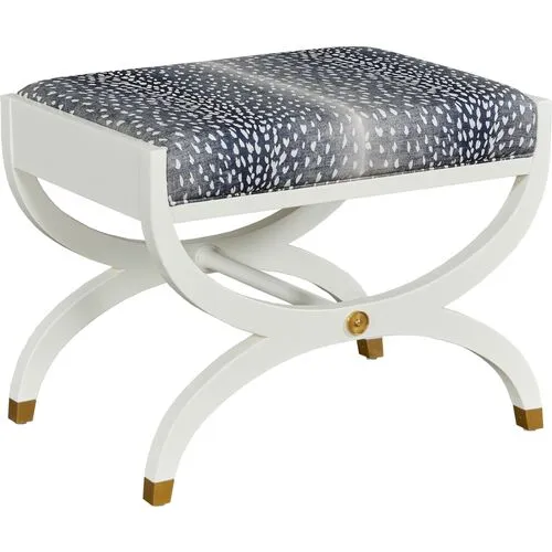 Noel Bench/Ottoman - White Dove/Navy Fawn