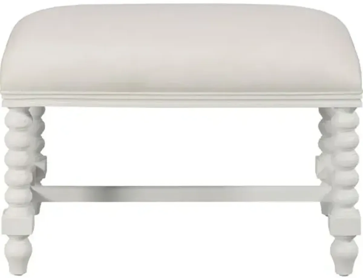 Roscoe Spindle Bench/Ottoman - Alabaster/White