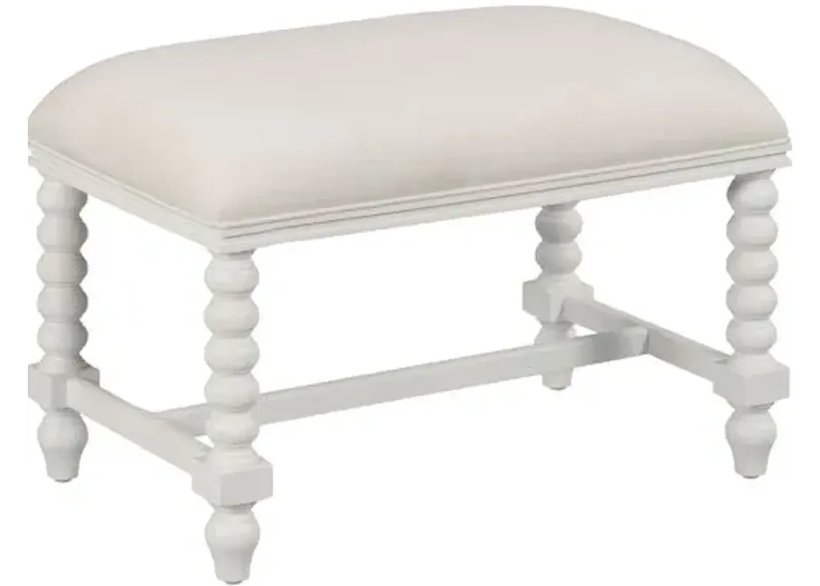 Roscoe Spindle Bench/Ottoman - Alabaster/White