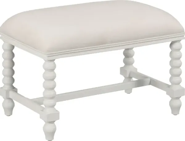 Roscoe Spindle Bench/Ottoman, Alabaster/White