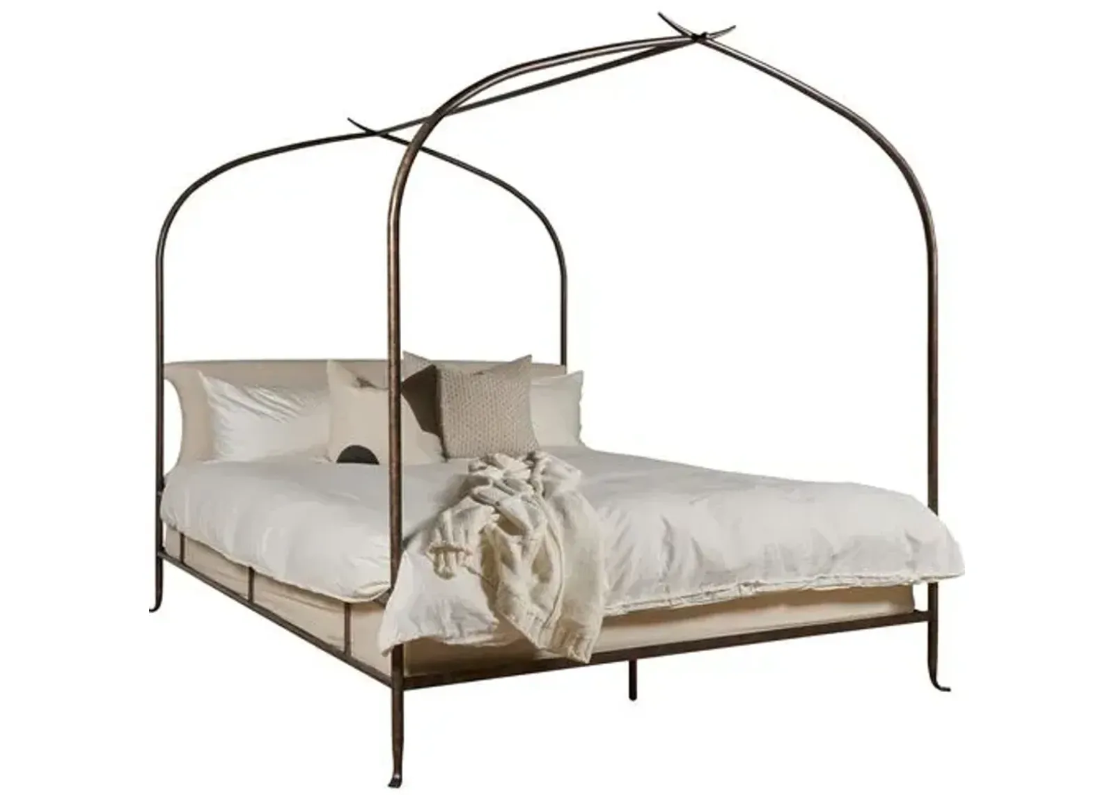 Atrium Canopy Bed - Antique Black/Stainguard Linen - Lauren Liess