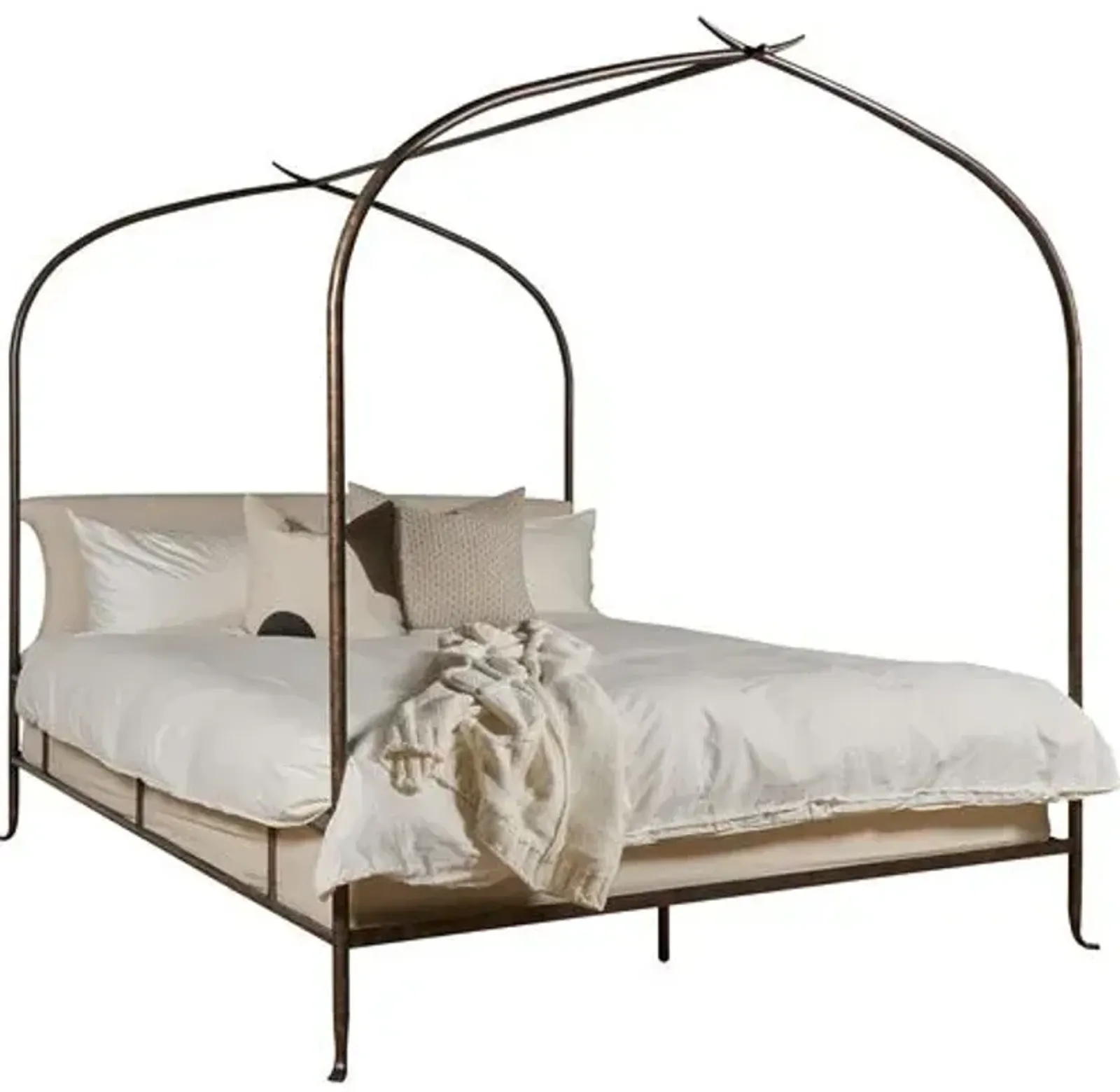 Atrium Canopy Bed - Antique Black/Stainguard Linen - Lauren Liess