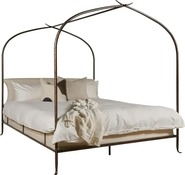 Atrium Canopy Bed, Antique Black/Stainguard Linen