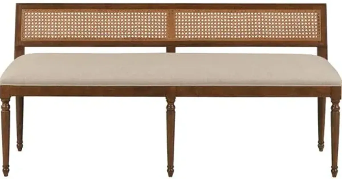 Waylen Cane Bench - Brown Bordeaux/Stainguard Linen