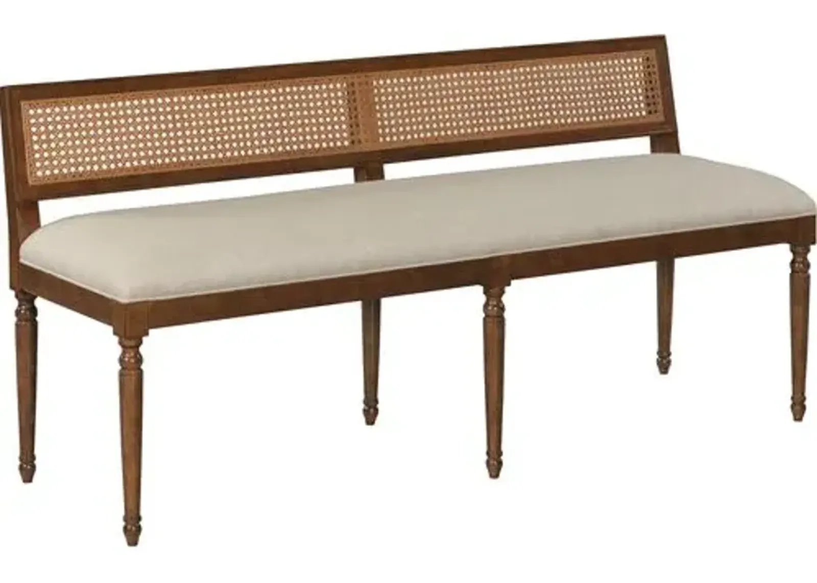 Waylen Cane Bench - Brown Bordeaux/Stainguard Linen