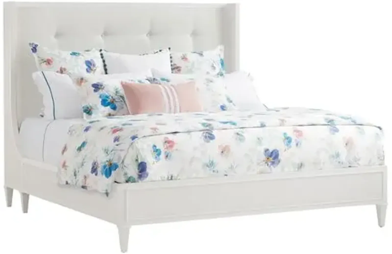 Avondale Arlington Platform Bed - White, Upholstered, Comfortable & Durable