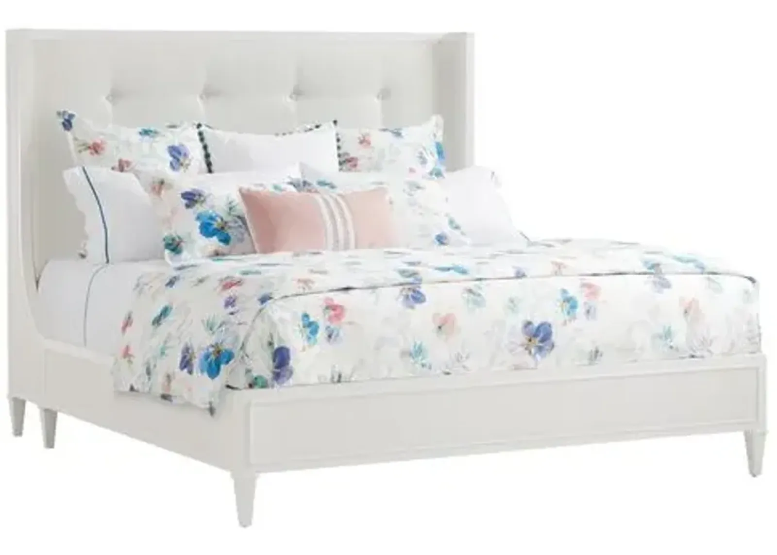 Avondale Arlington Platform Bed - White, Upholstered, Comfortable & Durable