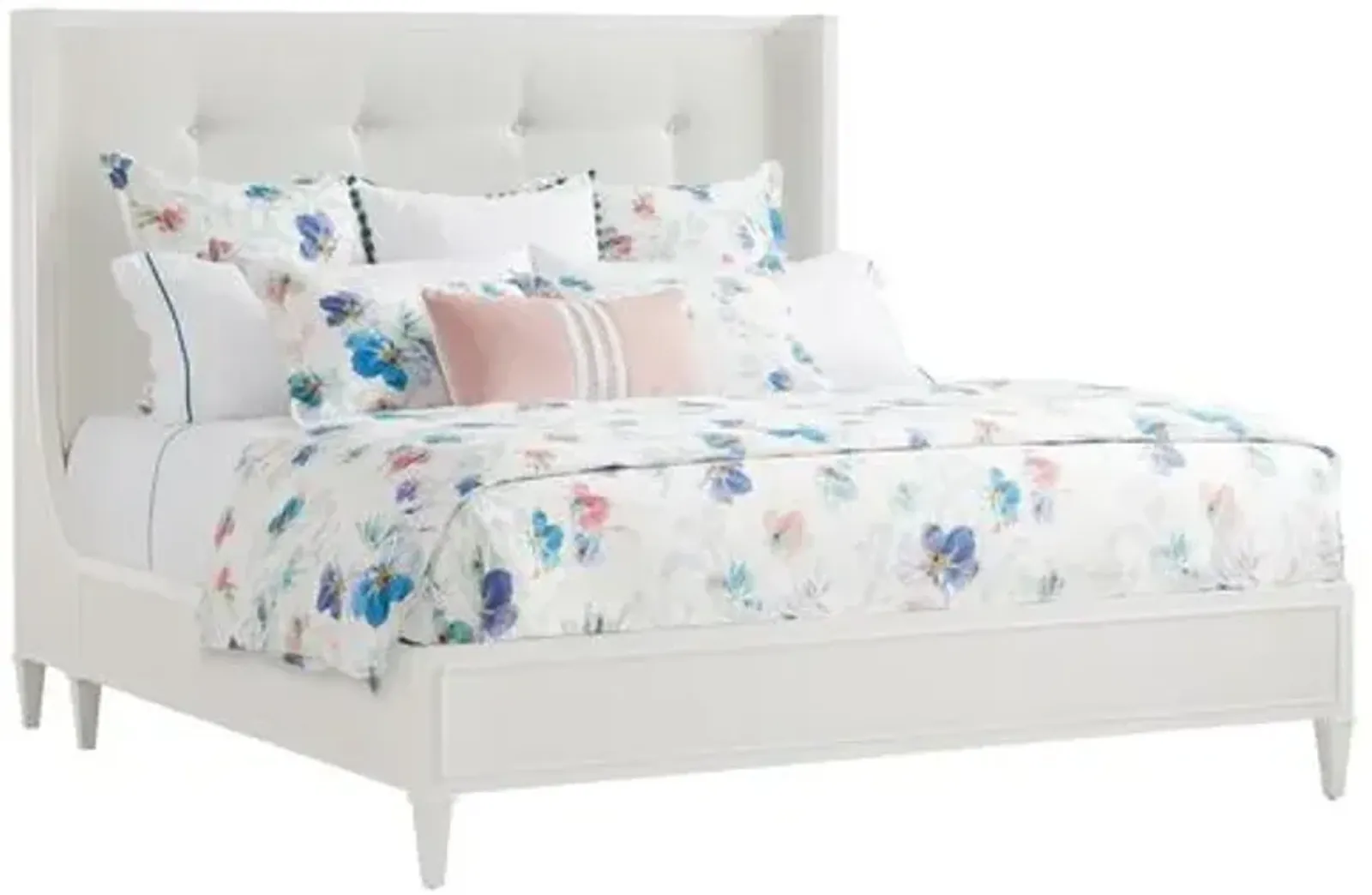 Avondale Arlington Platform Bed - White, Upholstered, Comfortable & Durable