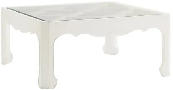 Ivory Key Cassava Cocktail Table with Glass Insert, White