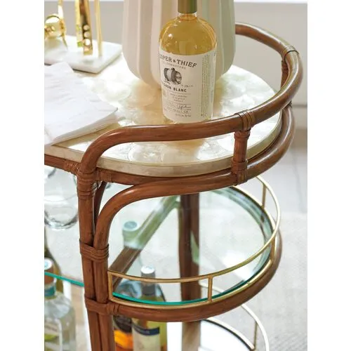 Palm Desert Toscana Rattan Mobile Bar Cart - Natural - Tommy Bahama - Brown