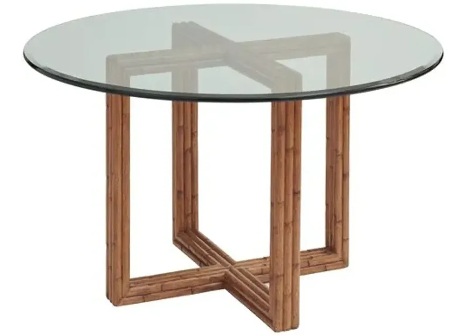 Palm Desert Sheridan Round 48" Glass-Top Dining Table - Natural - Tommy Bahama